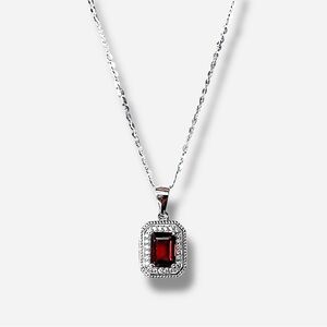 925 Sterling silver Necklace Mozambique Garnet